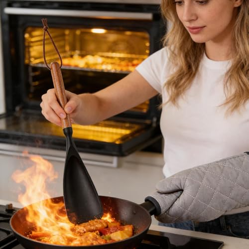 Spatulas Silicone Heat Resistant - Comfort Grip Utensil for Kitchen Cooking | Non Stick Silicone Spatula Spoon with Multi Purpose Usage, Home Apartment Restaurant Tool for Fish Vegetable Meat Burgers – Image 4