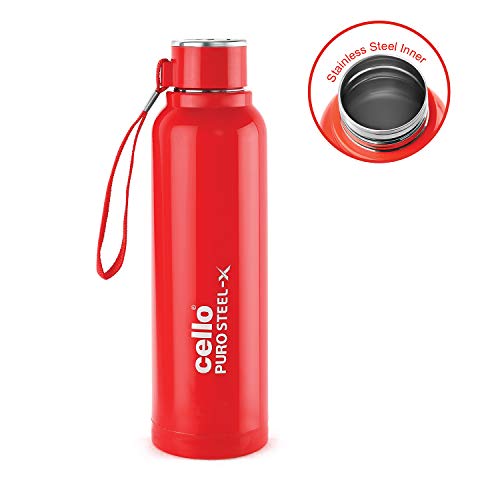 Image of CELLO Puro Benz Stainless Steel Lunch & Bottle Gift Set |100 Percent Food Grade Material| Easy to Clean | Red | Pack of 2