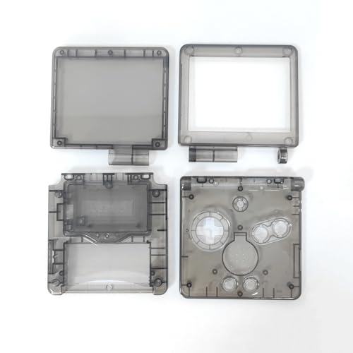 Image of Hzxkqmil Replacement Full Shell Case Kit for Gameboy Advance SP Console | Custom Transparent Housing DIY Clear Cover with Buttons Screws Repair Parts + Screwdrivers Tools for GBA SP (Clear Black)