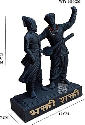 Image of Stone Bhakti Shakti Resine Shivaji Maharaj and Shant Tukaram Maharaj Idol (8 Inch, Black)