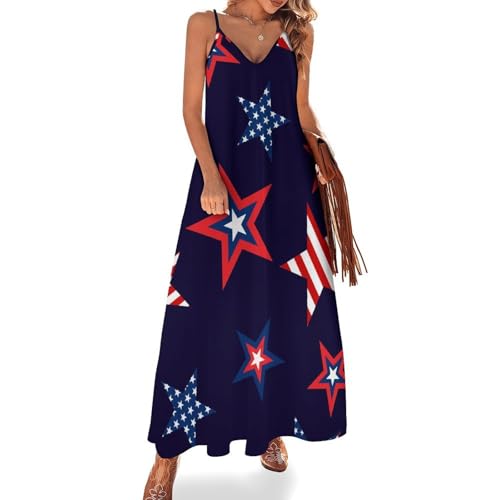 Robe longue imprimée étoiles sans manches pour look d'été chic