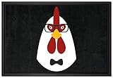 Pixxprint Hipster Huhn Leinwandbild 60x40 cm im 