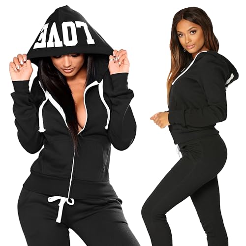 JIHUILAI Two Piece Tracksuit For Women Long Sleeve Stripe Zipper Jacket With Sweatpants Jogger Hoodie Sweatsuit Workout Set2