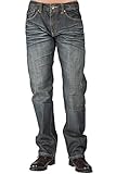 Level 7 Men's Relaxed Straight Premium Jeans Artisan Hand Rubbed Vintage Tint & 3D Whisker Size 36X34 Faded Black