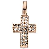  Kettenanhänger - Anhänger Kreuz - 585 Rotgold - 26 Diamant-Brillanten