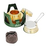 DaLaCa アルコール ストーブ バーナー キャンプ 登山 アウトドア 用品 軽量 11cm×7cm145g 五徳 アルコール 収納袋付き 選べる6色！ (燃料無し, グリーン)