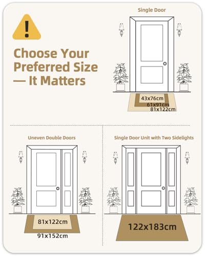 COLOR&GEOMETRY Ultradünne Innentürmatte 43x76 cm, maschinenwaschbare & rutschfeste Fußmatte, Flache Eingangsmatte für innen, saugfähiger Teppich für Diele, Flur in Weiß Beige (gefaltet)