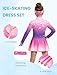 Wenlia Girls Ice Skating Dress Long Sleeve Gradient Snowflake Outfit Set with Hairband for Recreational Ice Skating, Pink, 5-6 Years, 120