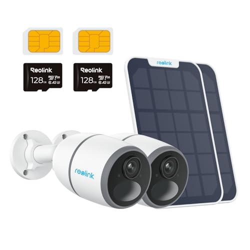 REOLINK 2K 4G LTE Celluar Security Camera +128G SD Card, No WiFi, Sim Card Included, Wireless Solar Powered, 4MP Night Vision, 2-Way Talk, Smart Person/Vehicle Detection, Go Plus+Solar Kit 2
