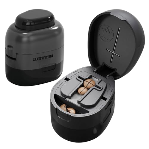 Dzmuero Tablettenteiler, Tablettenschneider, Einstellbar, 1 in 2 unterteilt, 1 in 4 unterteilt, Multifunktionaler Medizinschneider, Tablettendose für alle tabletten kostenlos (Schwarzgrau)