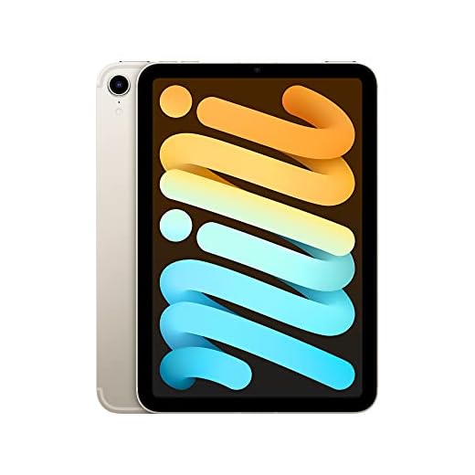 Apple iPad mini (6th Generation): A15 Bionic, 8.3-inch Liquid Retina Display, 64GB, Wi-Fi 6 + 5G Cellular, 12MP front/12MP Back Camera, Touch ID, All-Day Battery Life – Starlight
