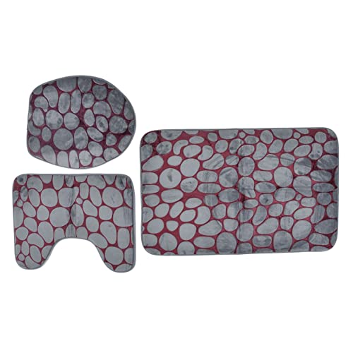 Qukaim Badezimmerteppich-Set, WC-Vorleger-Set, zweifarbiges Flanell-Badteppich-Set, HD-Muster, rutschfeste Badematte mit Gummi-Rückseite, für Zuhause, inkl. WC-Deckelbezug – Bild 6