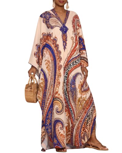 Image of Bsubseach Moo Moos for Women Batwing Sleeve Kaftan Dresses with Pockets