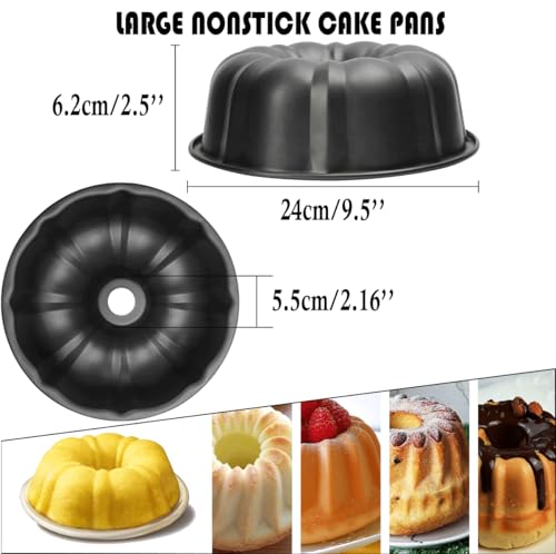 Ring Cake Tin, 24cm/26cm Tin Round Cake Pan Tray, Non-Stick Baking Moulding Tin, Carbon Steel,Fluted Ring Pan