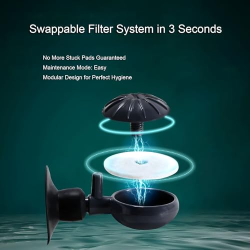 Image of Adjustable Aquarium Nano Bubble Diffuser, Ultra-Fine Air Stone Disc with Suction Cup, High-Output Oxygenation for Fish Tank, 2-Pack, Black