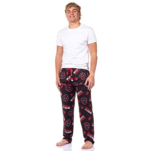 Marvel Spiderman Miles Morales Men's Allover Pattern Adult Sleep Bottoms Pajama Pants (Medium) Black #TOP1