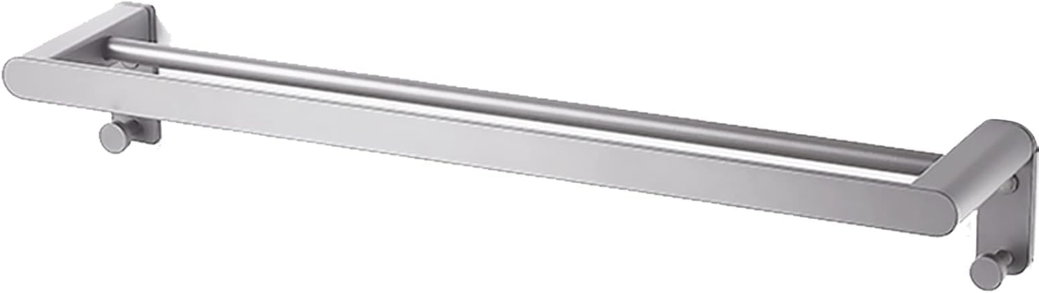Multi-Function Aluminum Towel Shelf - Wall Mounted Bath Towel Rail & Single Towel Bar For Bathroom Storage,60cm