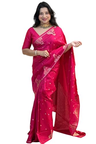 Image of SGF11 Women's Kanjivaram Soft Silk Saree With Blouse Piece