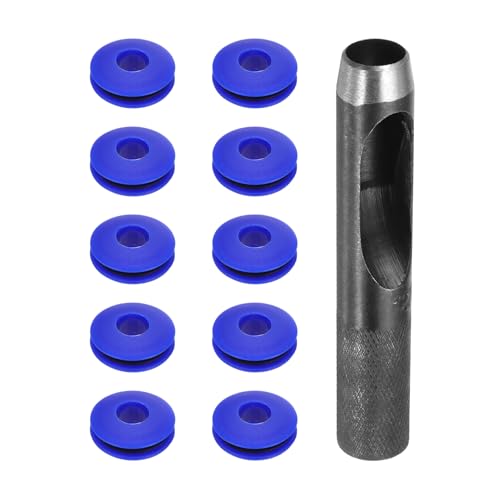 QUARKZMAN 11 Stück Ösen Werkzeug Kit, Ösen Set 12mm Rundlocheisen Ösenzange Kunststoffösen Kunststoff Ösen Scheiben Rostfrei für LKW Abdeckplane Textil Poolplane Zelte Sonnensegel, Blau