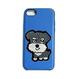 シー (SHIH) DOGレザースマホケース iPhone7/8 シュナウザー ブルー
