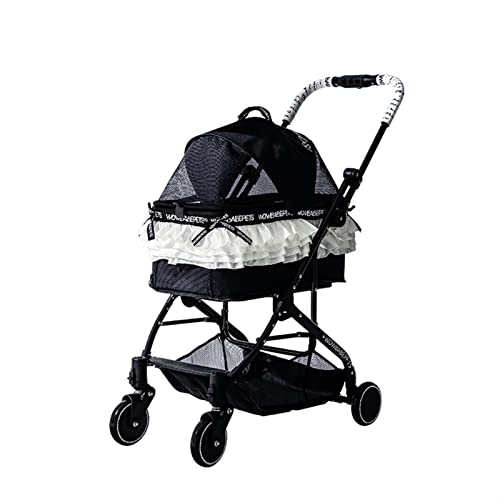 Passeggino Per Cani Pieghevole COSTWAY - 4 Ruote Con Cesto E Finestre Rete - Foto 5