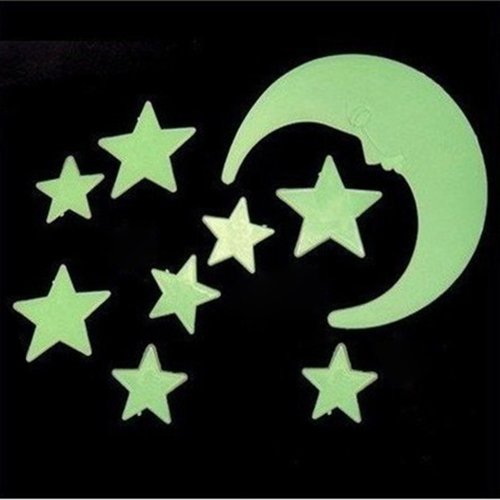 12pcs/pack Luminous Moon Stars Fluorescent Decorative Stereoscopic Wall Stickers - //coolthings.us
