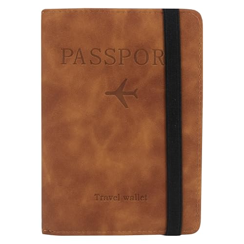 NFI essentials Passport Holder Cover Wallet Travelling RFID Blocking PU Leather Card Case Organiser International Travel Must Haves Accessories for Women Men (MW-7-Brown)