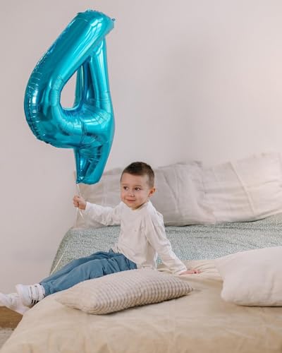 Image of Light Blue Number 3 Balloon 40 Inch, 3rd Birthday Celebration Supplies Women Men, 3 Balloon for Theme Party