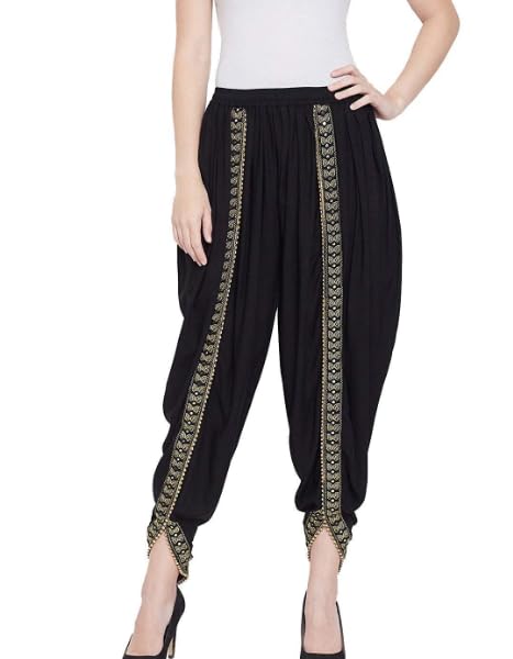 kanna fabric Women & Girls Cotton Rayon Solid Full Length Lace Loose Fit Plain Dhoti Pant and Salwar Patiala-Free Size-Black-picture-18