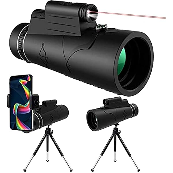 Wysoka wydajność ze statywem dla dorosłych i dzieci Teleskop monokularowy 12x50 HD do obserwacji ptaków, monokular z latarką nocną LED i uchwytem na telefon, kompasem na statywie