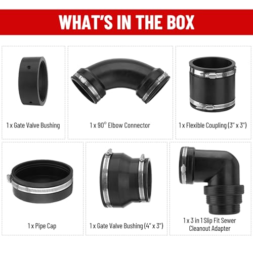 TRUCFUSION RV Camper Sewer Waste Plumbing Connection System Kit for 3\" PVC Pipe RV Sewer Hose Fittings Adapter Support