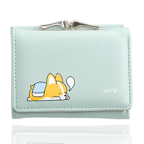 VISTYL Portafoglio piccolo portafogli con scomparti per carte di credito, portafoglio slim con scomparto per monete, per riporre monete, carta d'identità, carte di credito, foto (verde), verde, 10,5 x