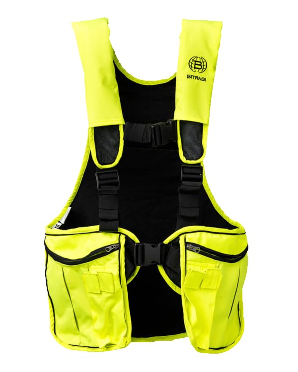 Zaino trisacca Gilet da Caccia Trio PRO, Fuzione Gilet, Zaino e Trisacca, Tasche Capienti e Multifunzionali, Verde e Giallo Fluo