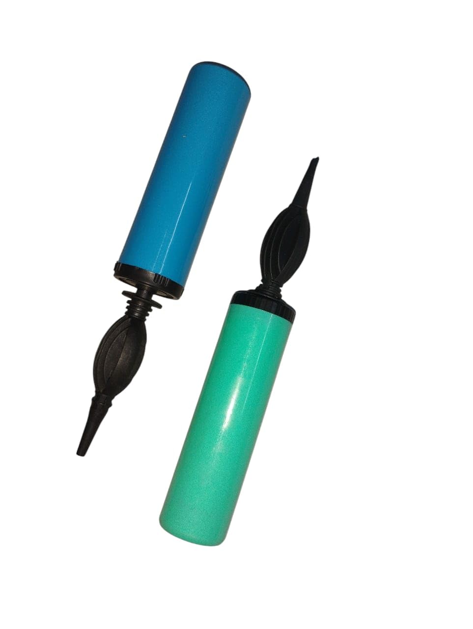 Dual Balloon Air Pump Set, Blue and Green, Manual Hand-Operated Inflator for Party Decorations