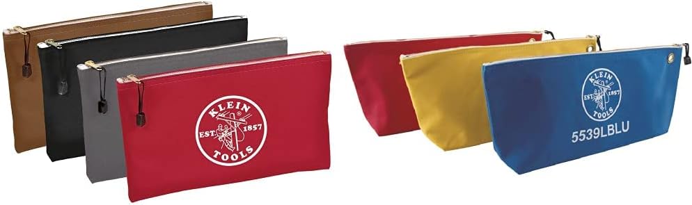 Klein Tools Canvas Zipper Bags Utility Tool Pouches and Bank Deposit Bags Bundle (4-Pack)