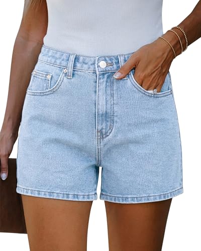 EMMIOL Womens Jean Shorts High-Mid Waisted Stretchy...