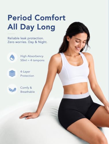 Image of TIICHOO Period Underwear for Women Heavy Flow Leakproof Boyshorts 5 Pack