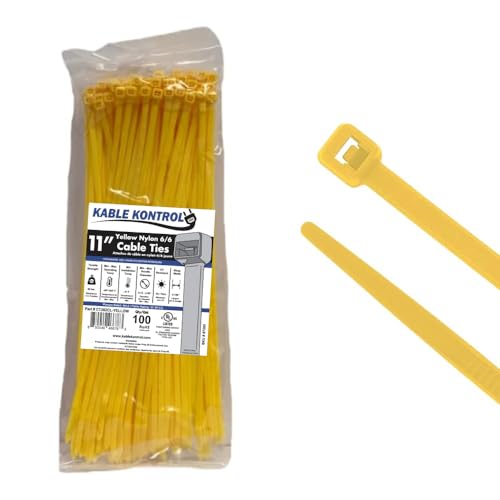 Image of 11 inch Color Cable Ties, 50 lb. Test, (100 Pack - All One Color) (Yellow)