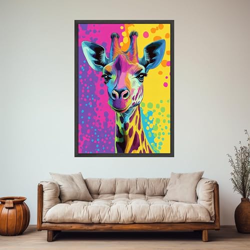 Toile girafe colorée décoration murale moderne salon abstraite - 4