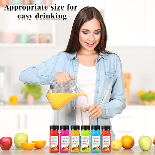 Image of Sliner 300 Pcs 2oz Clear Plastic Bottles Mini Juice Bottle with Screw Lid Small Empty Reusable Liquid Vial Freezer Beverage Container Leak Proof for Juice Milk Water