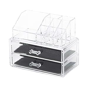 Compactor RAN5048 Make-up- en sieradenorganizer met 2 laden en 9 vakken, transparant, 18,8 x 11,7 x 15,8 cm