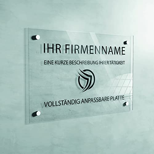 Plexiglas-Türschild - Bedruckte Platte zum Anpassen - Anpassbare Abmessungen - 13 Farben (Transparent) Cover