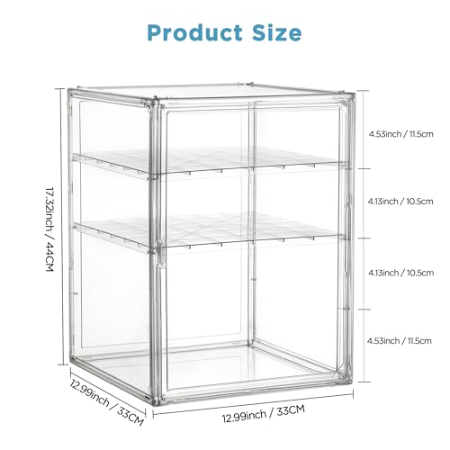 Image of HBlife Baby Bottle Storage Organizer for Countertop Cabinet, 3 Tiers Adjustable Clear Acrylic Bottles Storage Station Case Box Container with 2 Removable Dividers and Magnetic Door, XXL