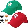 TISOSO Fashion Baseball Cap Cotton Dad Hat Unisex Cosplay Halloween Hat for Adult 2Pcs (Red and Green)