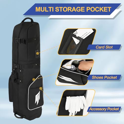 Golf Travel Bag for Airlines with Wheels, Lockable Zipper and Shoes Compartment, Soft-Sided Golf Club Travel Bag for Airline, Wear-Resistant Waterproof 900D Polyester Oxford - Image 4