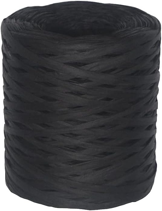 Raffia Paper Ribbon 218 Yards 1/4 Inch Paper Ribbon for DIY Craft Gift Box Packing Paper Twine (218Yards, Black)