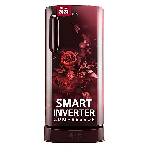 LG 185 L 5 Star Inverter Direct-Cool Single Door Refrigerator (GL-D201ASEU, Scarlet Euphoria, Base stand with drawer)