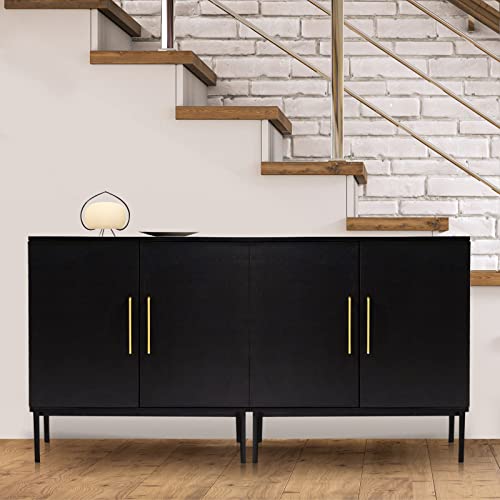 Rehoopex Set Of 2 Black Accent Cabinet- Kitchen Storage Cabinet With Doors, Free Standing Cabinet Wood Buffets & Sideboards 2Pc #TOP2