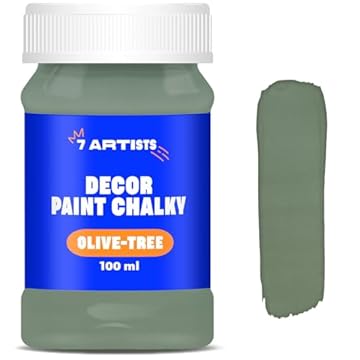 7 Artists Olive-Tree Chalk Paint - 100 ml Chalky Finish for Wooden Furniture & Crafts