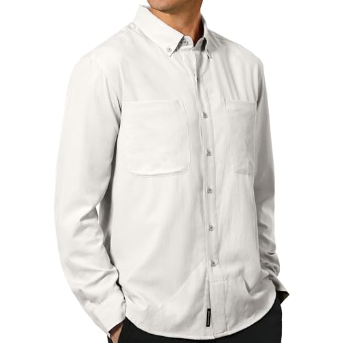 SCOTTeVEST Adventurer Long Sleeve Shirt for Men - 6 Hidden Pockets - Quick Dry Button Down for Travel & More